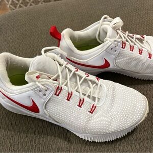 Woman’s Nike Air HyperAce Red and White Athletic Shoes